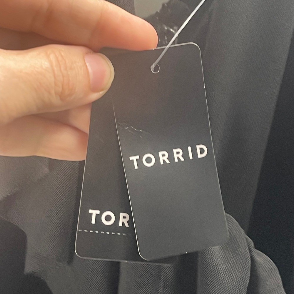 Torid Midi Mesh Ruffle Surplice Asymmetrical Dress x3 3X 22-24 cocktail party - Picture 6 of 8